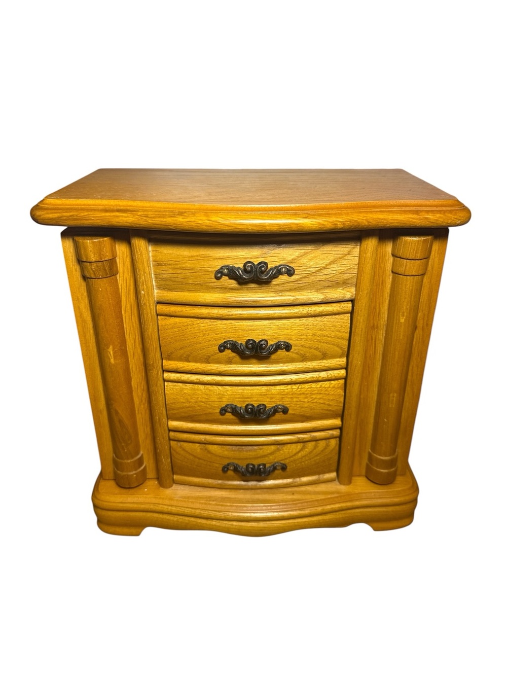 Vintage Wood Jewelry Box With Drawers 2 Side Doors Flip-Up Top Croft & Barrow